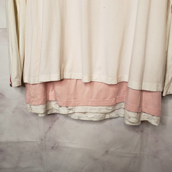 MATILDA JANE off white pink layered long sleeve sweater blouse XL - Picture 2 of 11